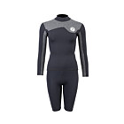 Two Bare Feet Womens Aspect Fleece Lined Zipless Thermal 2.5mm Superstretch Wetsuit Top & Shorts Set (Black/Grey)