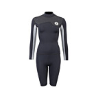 Two Bare Feet Womens Aspect Fleece Lined Zipless Thermal 2.5mm Superstretch Wetsuit Top & Shorts Set (Black/Grey/Grey)