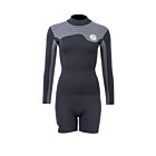 Two Bare Feet Womens Aspect Fleece Lined Zipless Thermal 2.5mm Superstretch Wetsuit Top & Hotpants Set (Black/Grey Stripes)