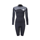 Two Bare Feet Womens Aspect Fleece Lined Zipless Thermal 2.5mm Superstretch Wetsuit Top & Shorts Set (Black/Grey Stripes)