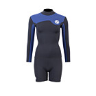 Two Bare Feet Womens Aspect Fleece Lined Zipless Thermal 2.5mm Superstretch Wetsuit Top & Hotpants Set (Black/Blue)