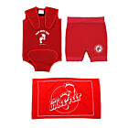 Deluxe Baby Swim Kit - Wrap + Nappy Shorts + Towel (Red)