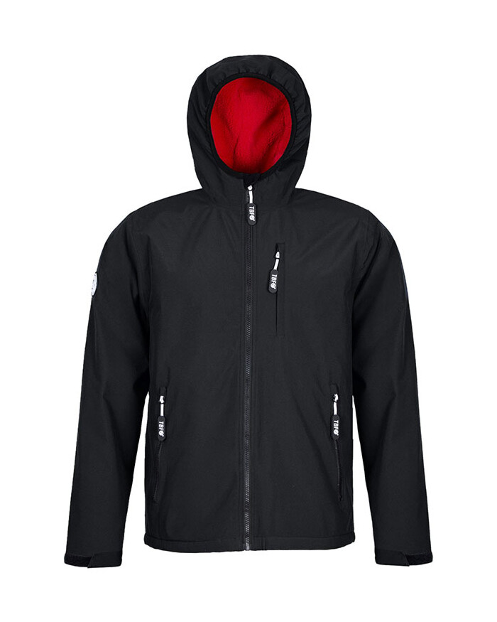 Mens Sherpa Lined Waterproof Jacket (Black/Red) - Main Image