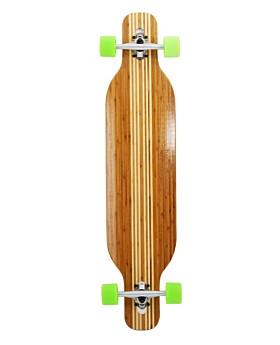 Two Bare Feet "The Brody" 42in Bamboo Series Longboard Skateboard Complete (Green Wheels)