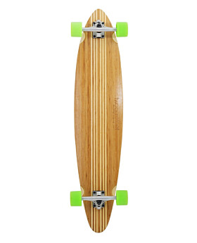 Two Bare Feet "The Chad" 42in Bamboo Series Longboard Skateboard Complete (Green Wheels)