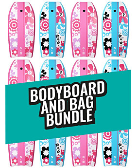 Two Bare Feet Flowers Single Bodyboard and Bag Bundle (Choice of 33", 37", 41")  