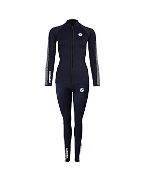 Two Bare Feet Womens Silicone Print Series 2.5mm Wetsuit Jacket & Pants Set (Black/White)