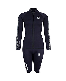 Two Bare Feet Womens Silicone Print Series 2.5mm Wetsuit Jacket & Shorts Set (Black/White)