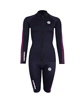 Two Bare Feet Womens Silicone Print Series 2.5mm Wetsuit Jacket & Shorts Set (Black/Raspberry)