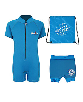 Deluxe Baby Swim Kit - Classic Wetsuit + Nappy Shorts + Bag (Aqua)