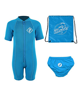 Deluxe Baby Swim Kit - Aquatica Wetsuit + Swim Nappy + Bag  (Aqua)