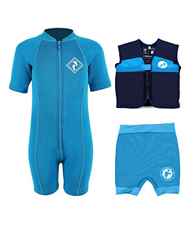 Essentials Baby Swim Kit - Aquatica Wetsuit + Nappy Shorts + Swim Vest (Aqua)