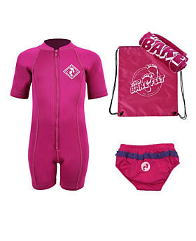 Premier Baby Swim Kit - Aquatica Wetsuit + Swim Nappy + Towel + Bag (Raspberry)