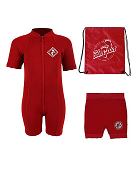 Deluxe Baby Swim Kit - Aquatica Wetsuit + Nappy Shorts + Bag  (Red)