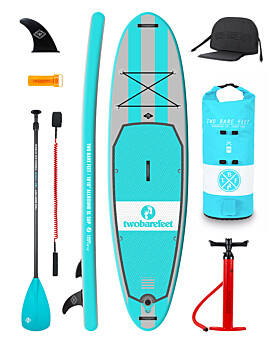 Two Bare Feet Archer (Allround XL) 10'10" x 33" x 6" Inflatable SUP Deluxe Fibreglass Hybrid Pack (Teal)