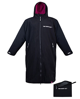 Kids Packable Waterproof Changing Robe with Travel Bag (Black/Raspberry)