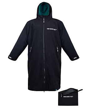 Packable Waterproof Changing Robe with Travel Bag (Black/Sea Green)