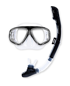 Tidal Series Silicone Dry Top Snorkel & Mask (Black)