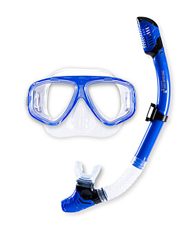 Tidal Series Silicone Dry Top Snorkel & Mask (Blue)