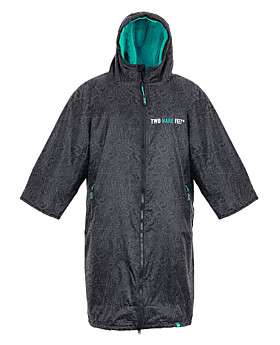 Two Bare Feet Classic Print Weatherproof Changing Robe (Black/Teal)
