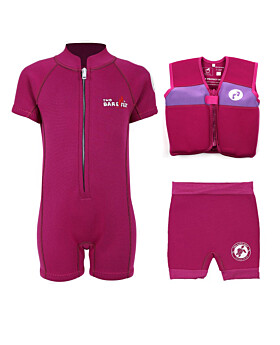 Essentials Baby Swim Kit - Classic Wetsuit + Nappy Shorts + Swim Vest (Raspberry)