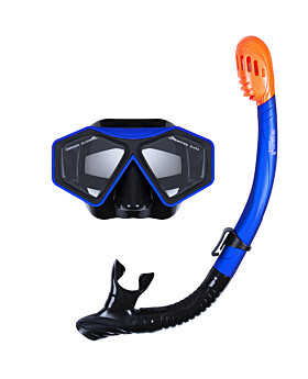 DiveSport Silicone Mask & Dry Top Snorkel 2pc Set (Blue / Black)