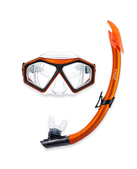 DiveSport Silicone Mask & Snorkel 2pc Set (Orange / Clear)