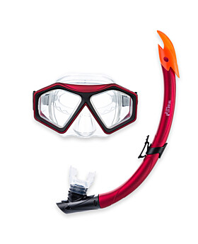 DiveSport Silicone Mask & Snorkel 2pc Set (Red / Clear)