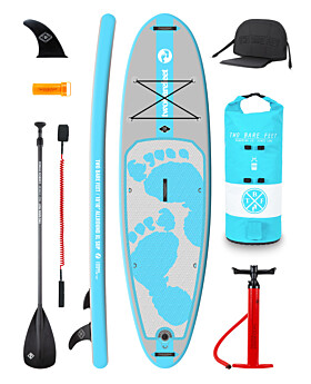 Two Bare Feet Entradia (Allround XL) 10'10" x 34" x 6" Inflatable SUP Deluxe Carbon Hybrid Pack (Aqua)