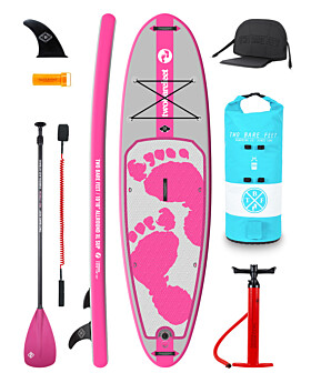 Two Bare Feet Entradia (Allround XL) 10'10" x 34" x 6" Inflatable SUP Deluxe Fibreglass Hybrid Pack (Pink)