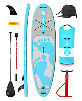 Two Bare Feet Entradia (Allround) 10'6" x 34" x 4.75" Inflatable SUP Deluxe Carbon Hybrid Pack (Aqua)