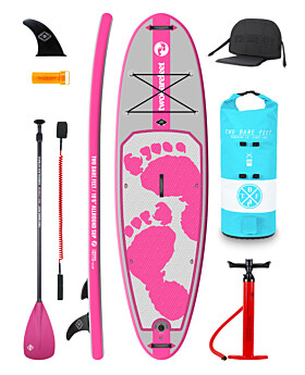 Two Bare Feet Entradia (Allround) 10'6" x 34" x 4.75" Inflatable SUP Deluxe Fibreglass Hybrid Pack (Pink)