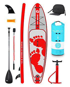 Two Bare Feet Entradia (Touring) 11'6" x 34" x 6" Inflatable SUP Deluxe Carbon Hybrid Pack (Red)