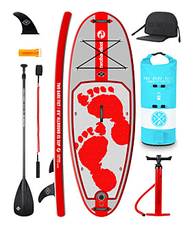Two Bare Feet Entradia (Allround XS) 8'6" x 34" x 4.75" Inflatable Juniors SUP Deluxe Carbon Hybrid Pack (Red)