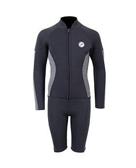 Two Bare Feet Junior Perspective Full Zip 2.5mm Wetsuit Jacket and Shorts Set (Black/Grey)