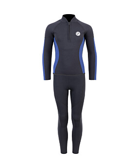 Two Bare Feet Junior Perspective Half Zip 2.5mm Wetsuit Jacket and Pants Set (Black/Blue)