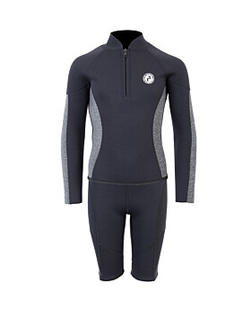 Two Bare Feet Junior Perspective Half Zip 2.5mm Wetsuit Jacket and Shorts Set (Black/Grey)