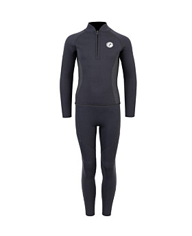 Two Bare Feet Junior Perspective Half Zip 2.5mm Wetsuit Jacket and Pants Set (Black/Grey/Grey)