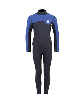 Two Bare Feet Junior Aspect Fleece Lined Zipless Thermal 2.5mm Superstretch Wetsuit Top & Pants Set (Black/Blue)