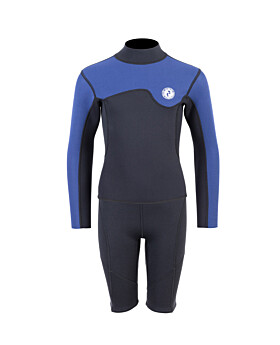 Two Bare Feet Junior Aspect Fleece Lined Zipless Thermal 2.5mm Superstretch Wetsuit Top & Shorts Set (Black/Blue)
