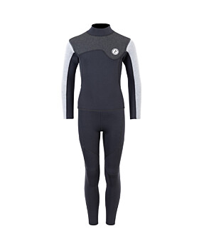 Two Bare Feet Junior Aspect Fleece Lined Zipless Thermal 2.5mm Superstretch Wetsuit Top & Pants Set (Black/Grey/Grey)