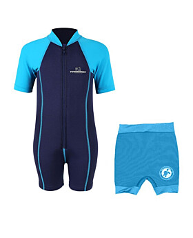 Essentials Baby Swim Kit - Lycra Arm Wetsuit + Nappy Shorts (Aqua)
