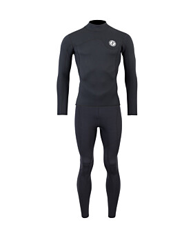 Two Bare Feet Mens Aspect Fleece Lined Zipless Thermal 2.5mm Superstretch Wetsuit Top & Pants Set (Black)