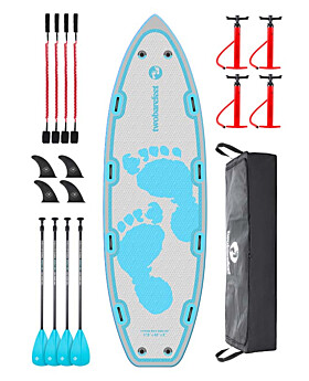 Two Bare Feet 6-8 person Multi-Rider 17'0" x 60" x 8" Inflatable Paddleboard (Aqua)
