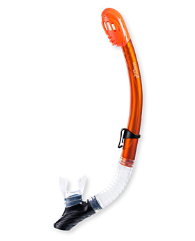 Two Bare Feet DiveSport Dry Top Silicone Snorkel (Orange/Clear)