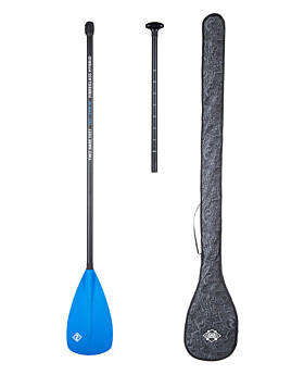 Two Bare Feet 2 Piece Fibreglass Hybrid SUP Paddle & Bag Package (Blue)