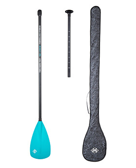 Two Bare Feet 2 Piece Fibreglass Hybrid SUP Paddle & Bag Package (Teal)