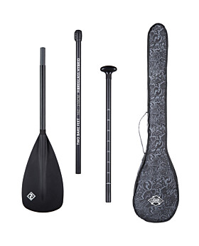 Two Bare Feet 3 Piece Fibreglass Hybrid SUP Paddle & Bag Package (Black)