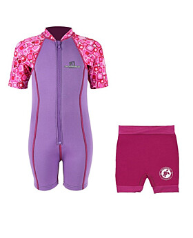 Essentials Baby Swim Kit - Patterned Lycra Arm Wetsuit + Nappy Shorts (Lilac)
