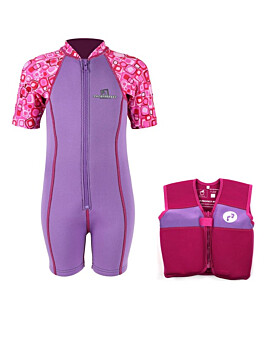 Essentials Baby Swim Kit - Patterned Lycra Arm Wetsuit + Swim Vest (Lilac)